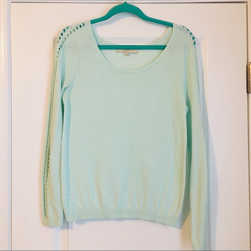 LOFT Mint Green Sweater with Arm Cutouts • XSmall